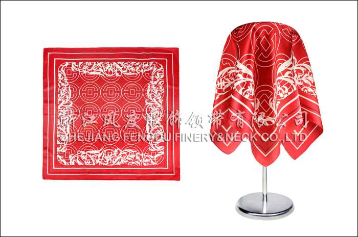 中國銀行 真絲小方巾 規格：53x53
