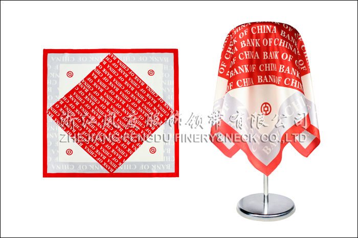 中國銀行 真絲小方巾 規格：53x53