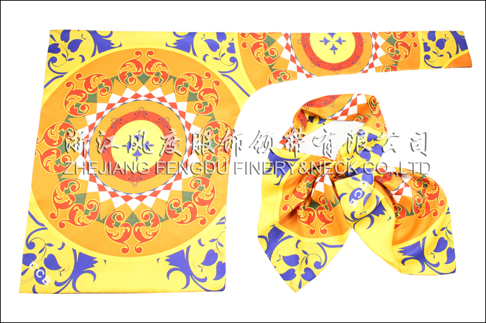 中國建設銀行 真絲雙層刀型絲巾